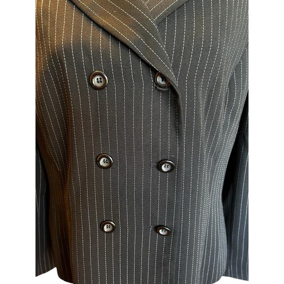 Le Suit Women’s Black Pinstripe Jacket Skirt Suit Set Fully Lined Size 14 - Picture 13 of 15